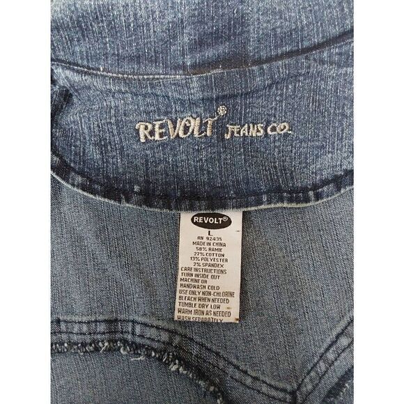 Revolt Jeans Co Denim Jacket Sz L Embellished - Picture 6 of 7